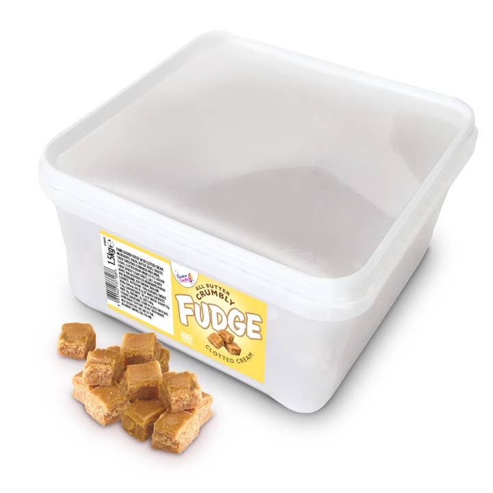 UK ONLY. All Butter, Clotted Cream Crumbly Fudge Tub 1.5Kg for wholesale by Hames Chocolates