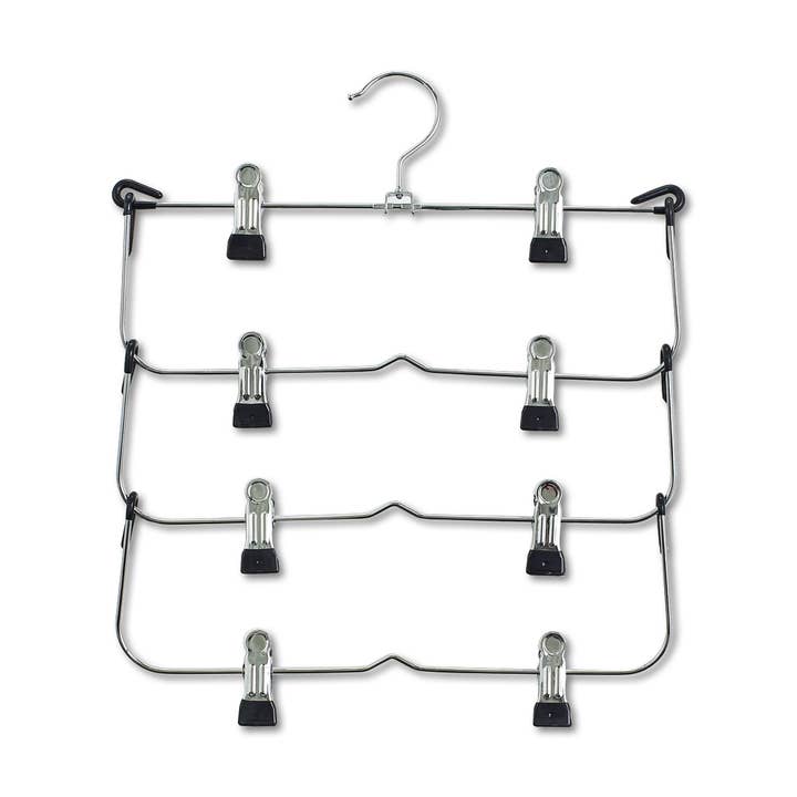 silver Multiple Skirt Hanger, Chrome-Plated Metal for wholesale on Faire0