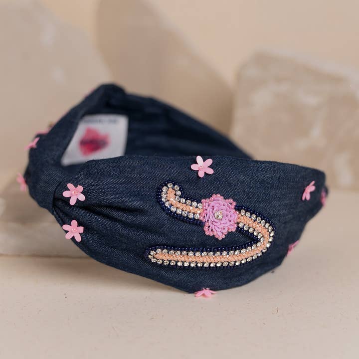 Betty Cooper Initiale Besticktes Denim-Stirnband, V für den Großhandel von Elaa