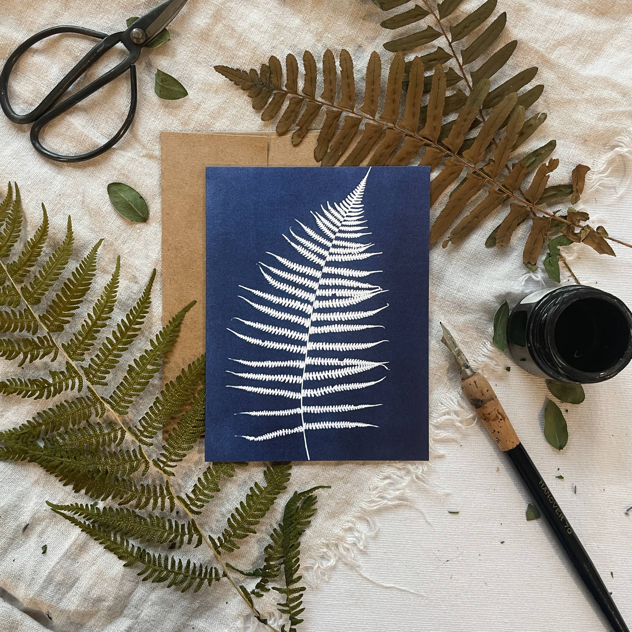 Atwater Designs - Vente Carte de vœux classique - Coffret de cartes de vœux Ferns | Botanical Cyanotype9