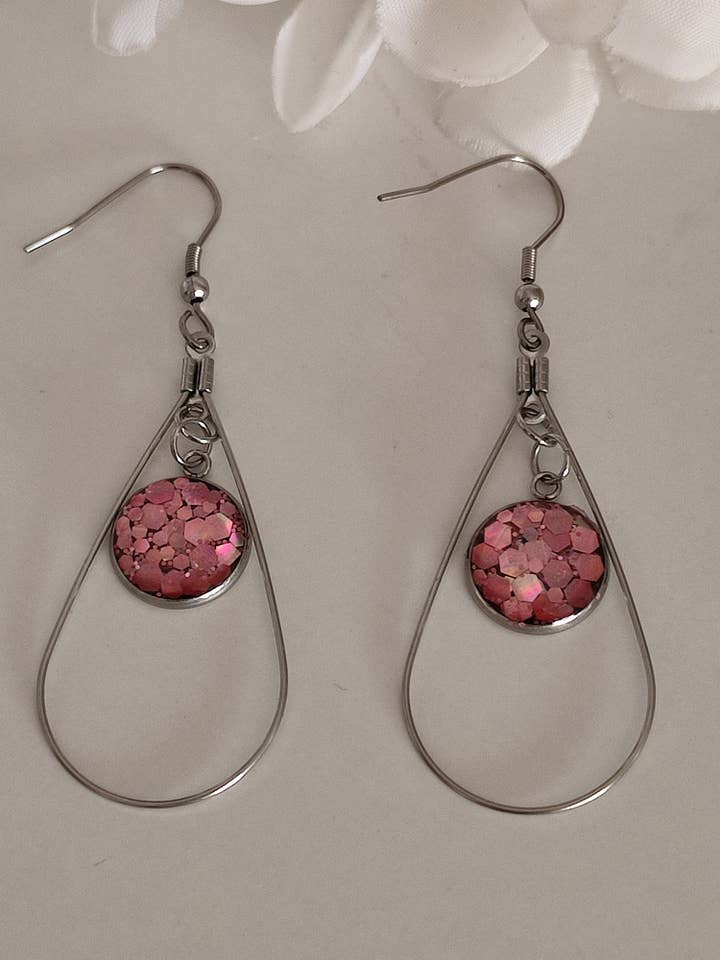 OVAL GLITTER RESIN EARRINGS for wholesale by catsplatayresina