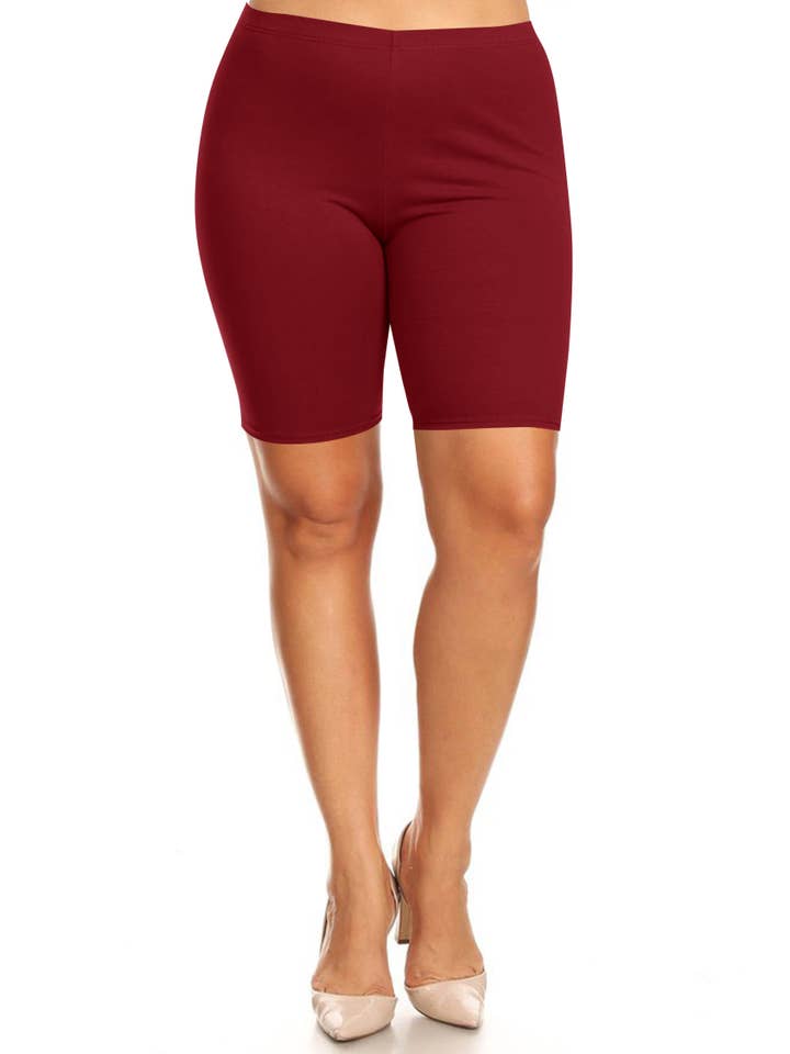 MOA COLLECTION - Wholesale Athletic Shorts - Women's - Women's Plus Size Casual Solid Biker Shorts (Open Pack)5