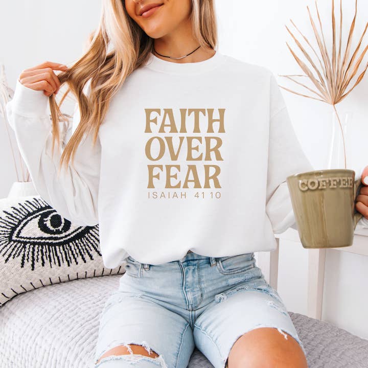 Faith Over Fear Crewneck Sweatshirt for wholesale by Trendznmore - Modern Graphic Apparel