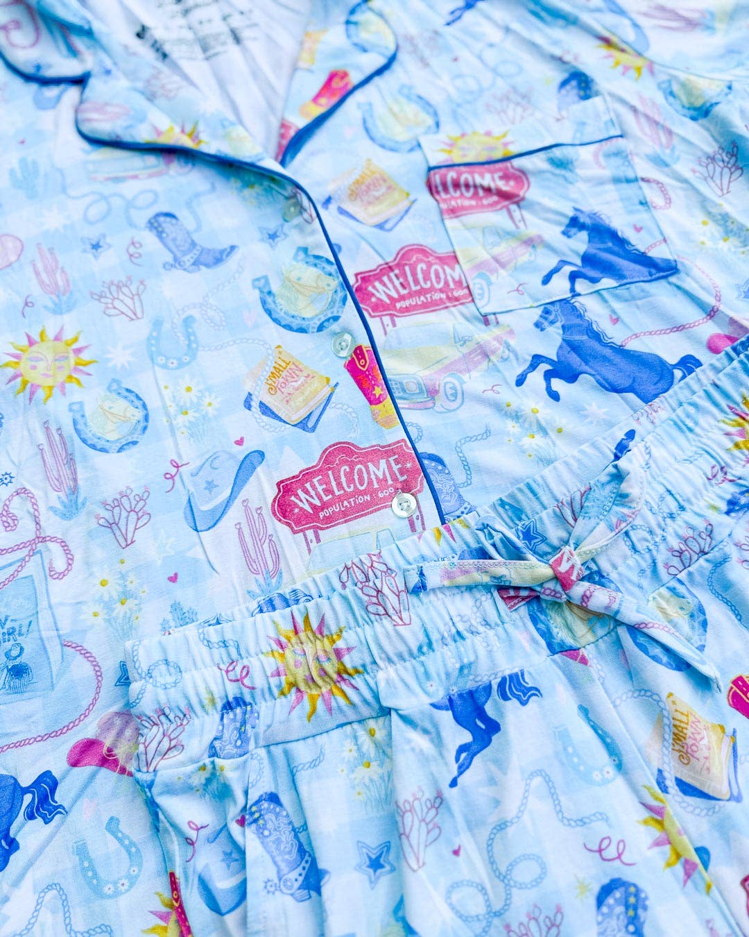 Blissfully Bookish Company - Wholesale Sleepwear Set - Women's - Cowboy Romance Bamboo Shorts Pajama Set7