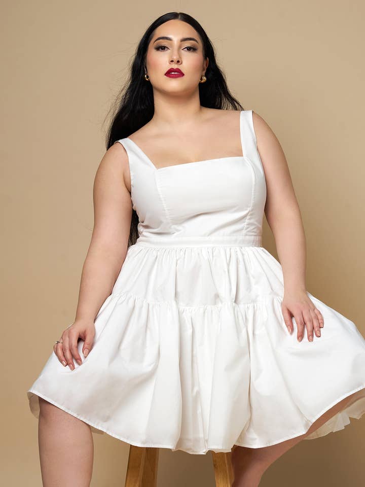 White Peony Corset Mini Skater Dress for wholesale on Faire