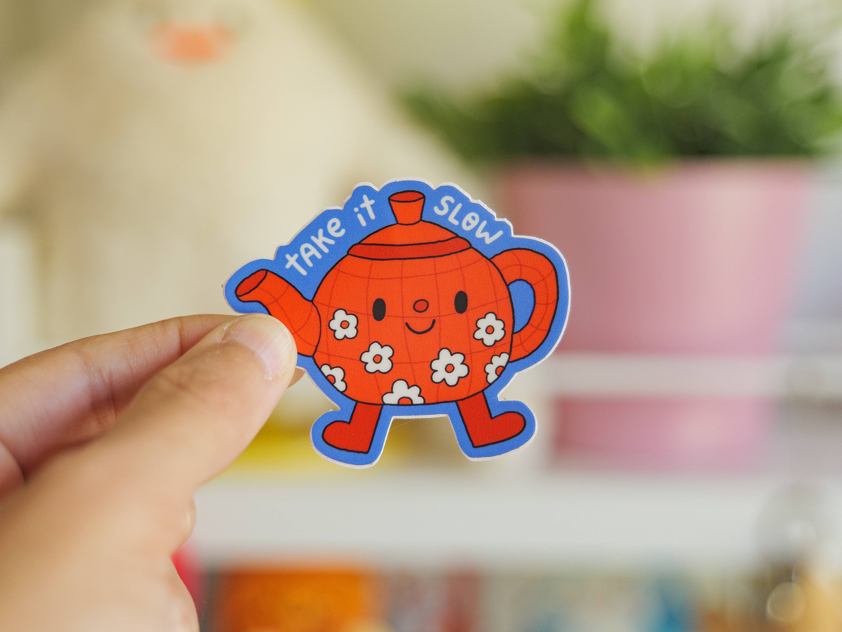 Ivna Lins - Wholesale Sticker - Take it Slow Teapot Vinyl Sticker - Tea Time Cottagecore2