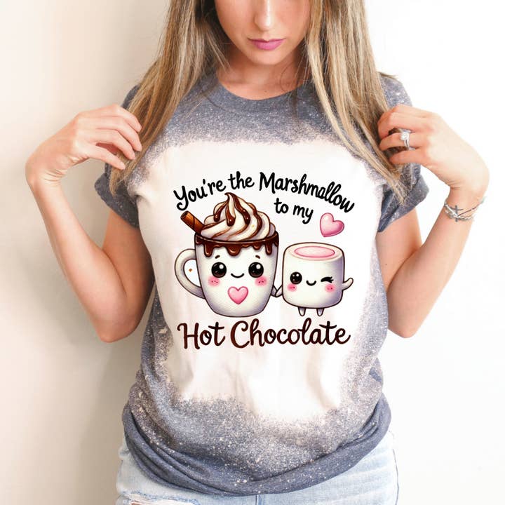 Du är marshmallowen till min heta Alla hjärtans dag-blekta t-shirt. för wholesale av Hello Gorgeous Apparel