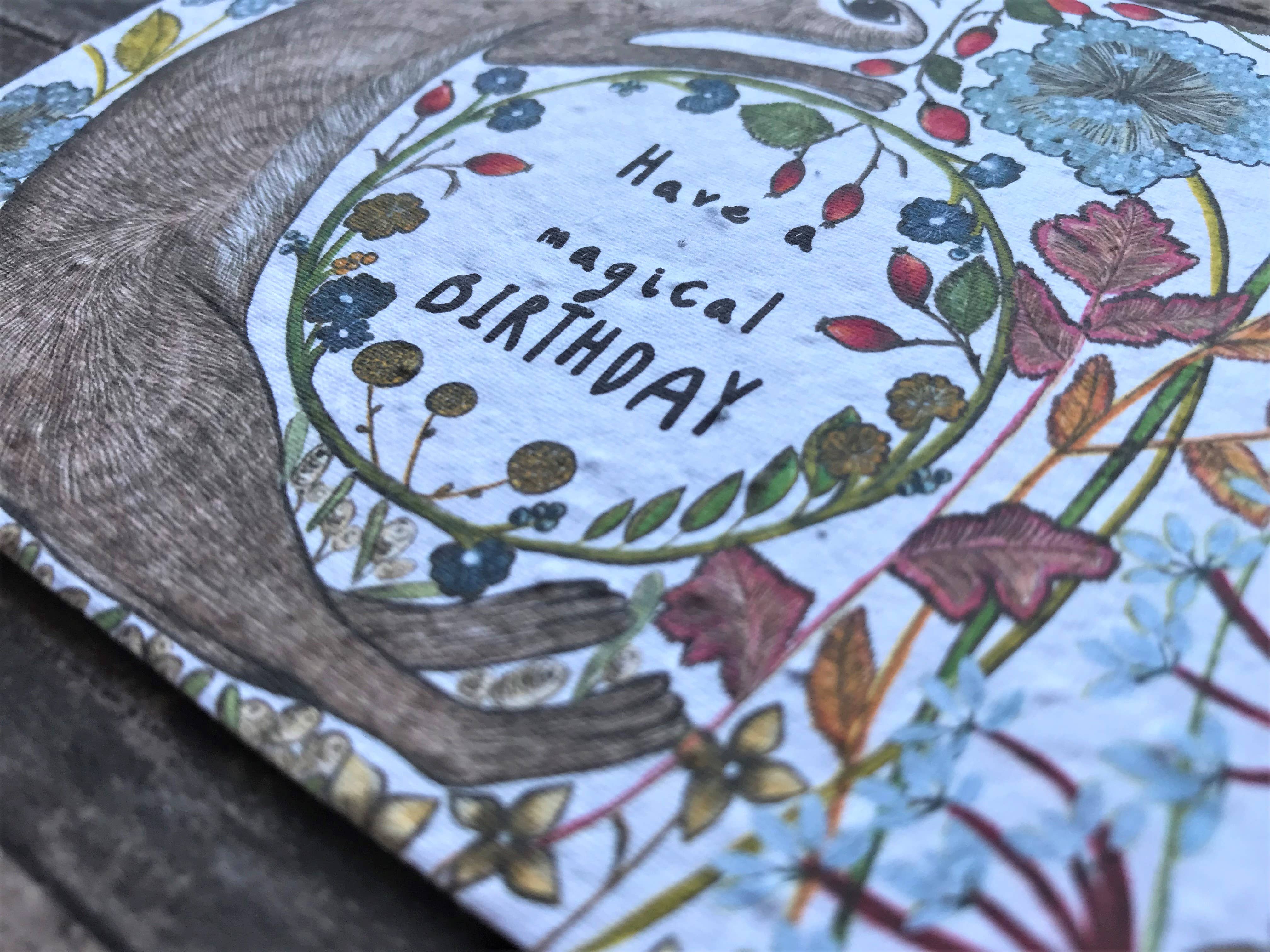 Erika's Whimsical Art – wholesale Birthday card – Plantable Seed Paper Birthday Card, Blank Inside4