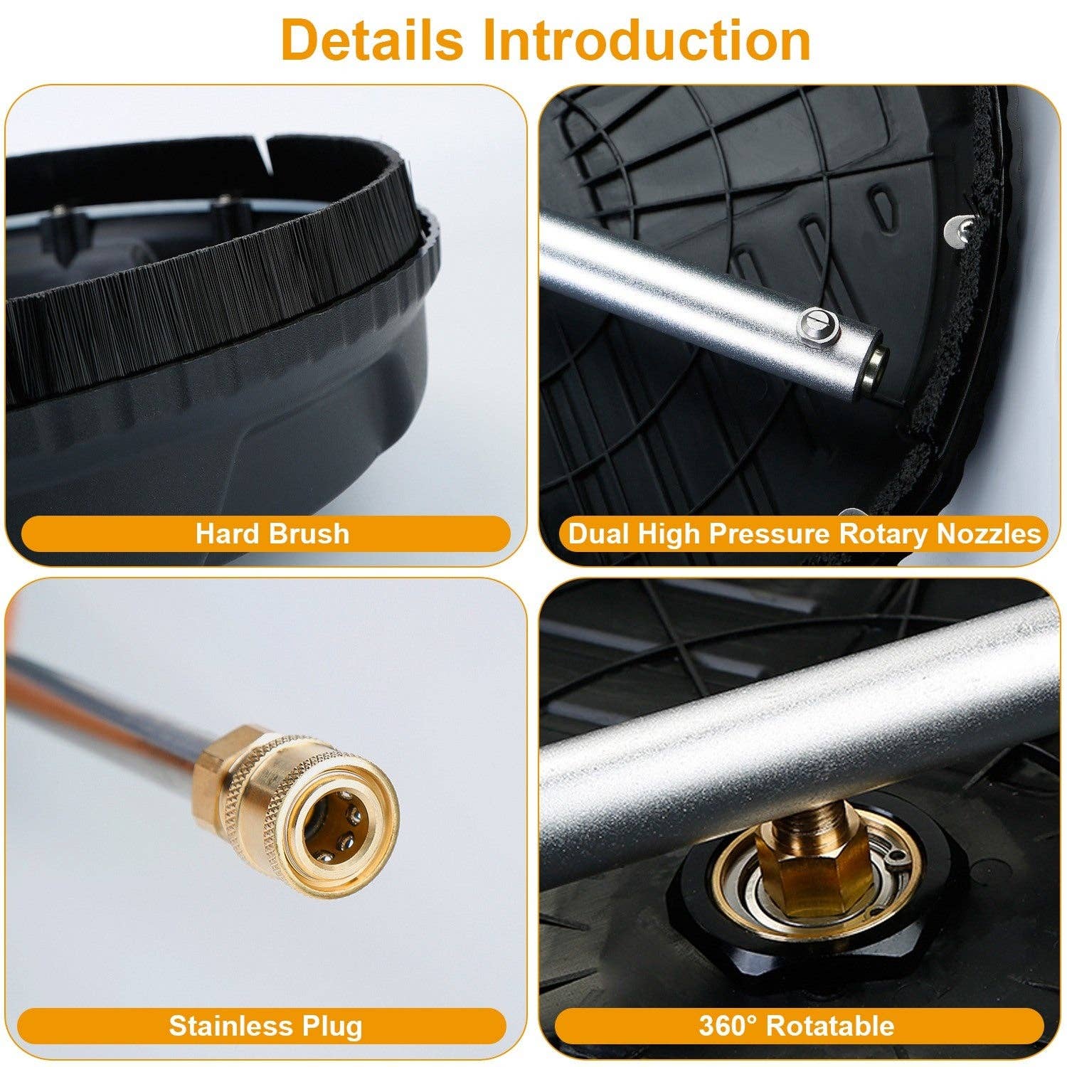 Black 15in High Pressure Flat Surface Cleaner 4000PSI Disc Power Washer Broom for wholesale on Faire1