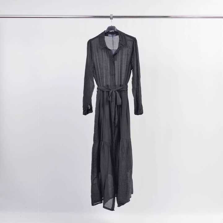 Cotton voile long shirt dress with ruffle TDM51224-3 for wholesale by Cecile Wang