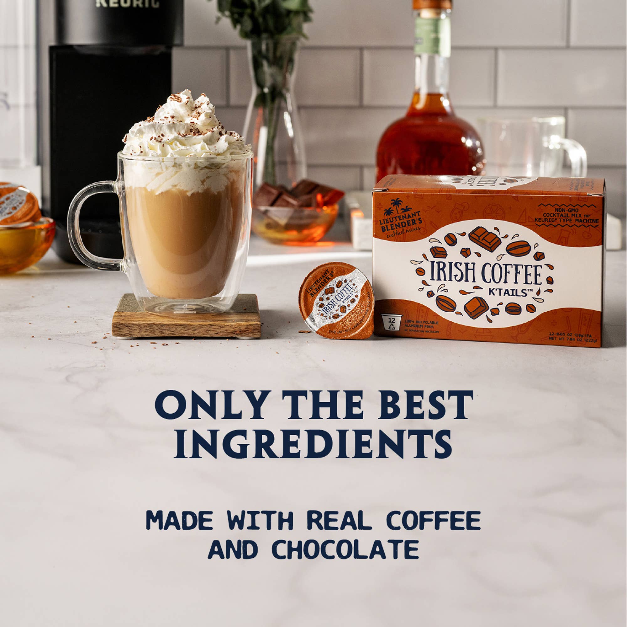 Lieutenant Blender's Cocktail Mixes - Wholesale Cocktail Mix/Syrup - Irish Coffee K'Tails® Single Pod Cocktail Mixers 12 Ct7