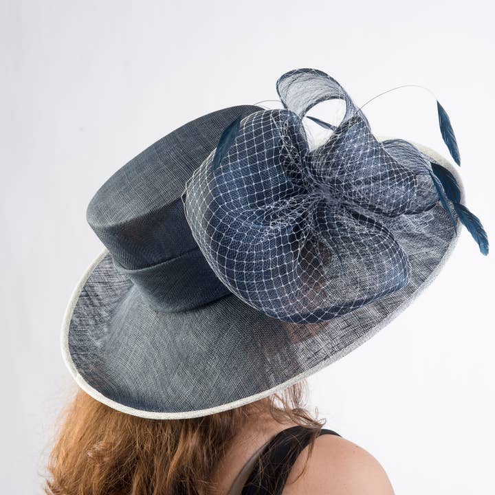 KaKyCo - Wholesale Fascinator hat – Women's - Large Two Tone Veil Sinamay Hat | 1135585