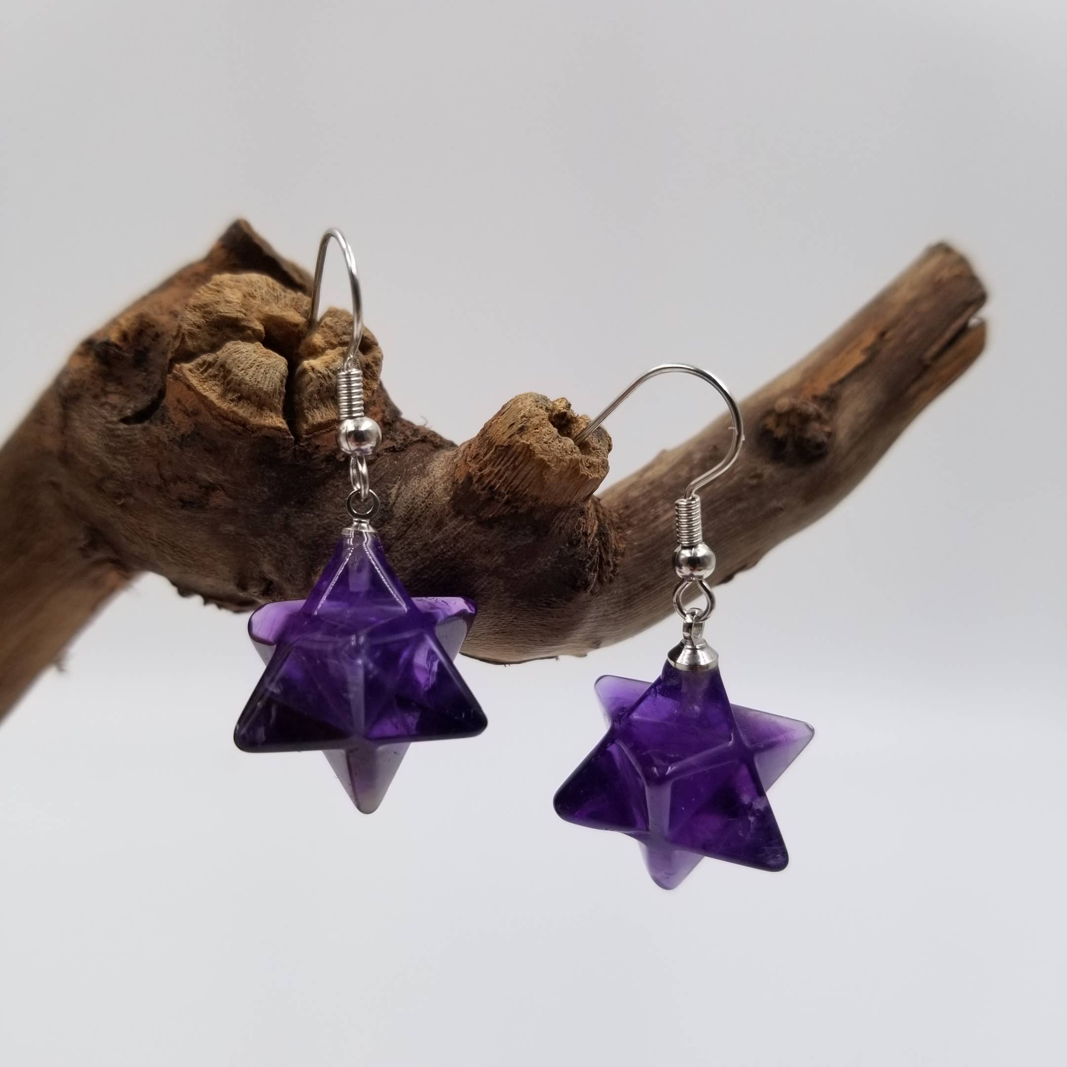 CHAKRA JEWELRY - Wholesale Dangle Earrings - Natural Crystal Merkaba Earrings0
