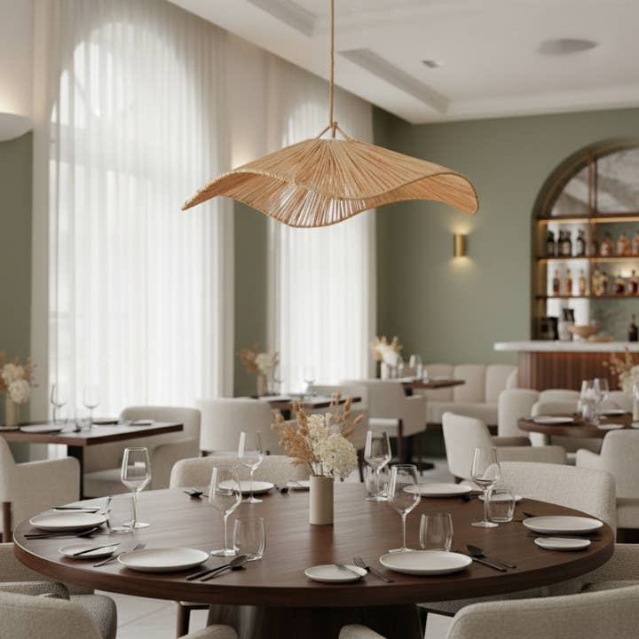 High crafty – wholesale Chandelier/hanging light – Ombeline Raffia Pendant Light – Handwoven Natural Ceiling La4