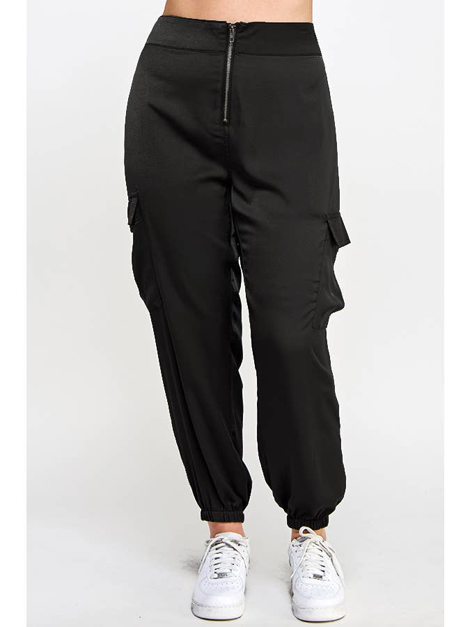 Haute Fox Plus Size & Contemporary – Engroshandel Joggers - Dame – Plus Size Cargo Jogger Ensfarvede Bukser - SS2402P-P