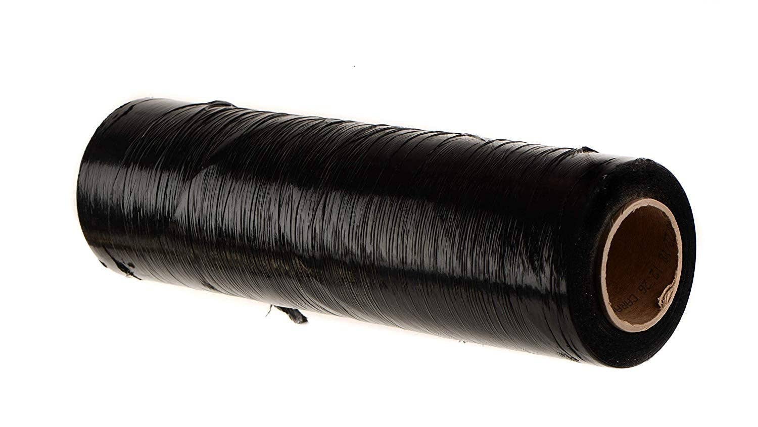 EcoQuality - Wholesale Craft Supplies - Black Stretch Film Wrap 80 Gauge Thick 18" x 1500 Ft - Durab0