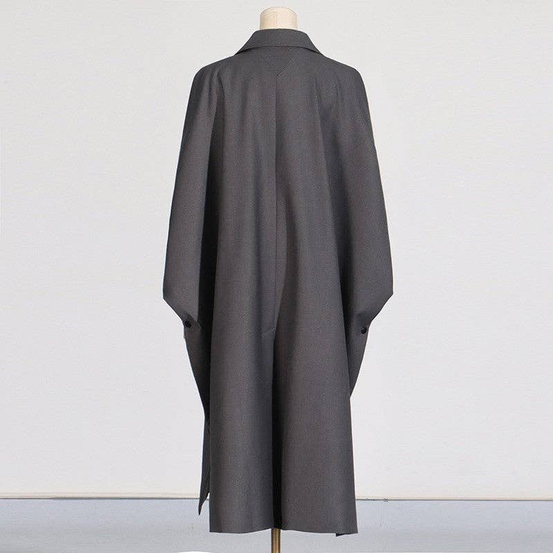 GRIS Manteau long tendance uni en vente sur Faire3