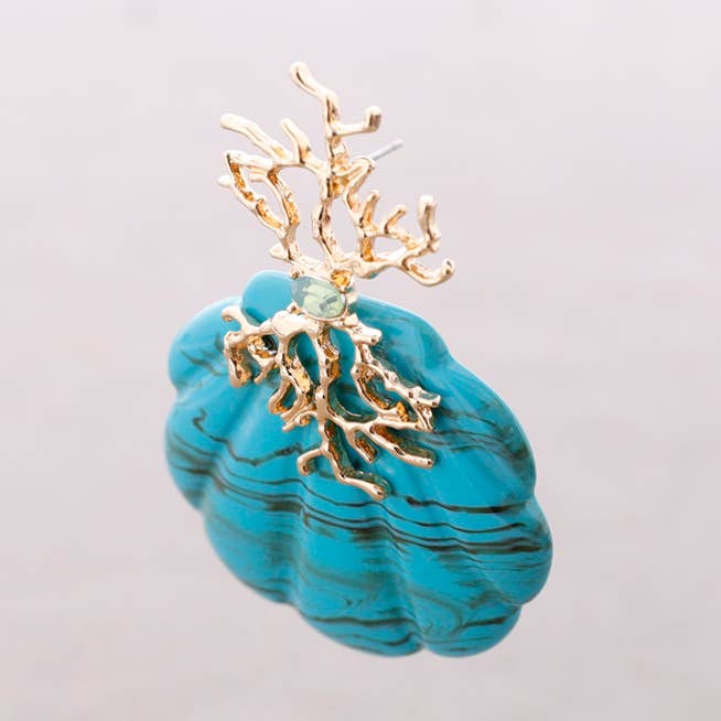 Coral Metal Pendant Earrings Shell Resin for wholesale by Sonata