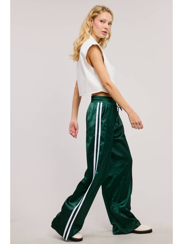 Mimosa - Wholesale Pants - Women's - Satin Track Pants with Side Stripes