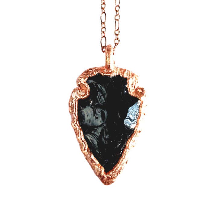 MergingMetals – Großhandel Kette mit Anhänger/Charm – Knappte Obsidian-Pfeilspitzen-Halskette2