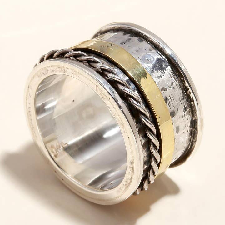925 Silver Hamrad Spinner Ring för wholesale av AG 925 JEWELLERY