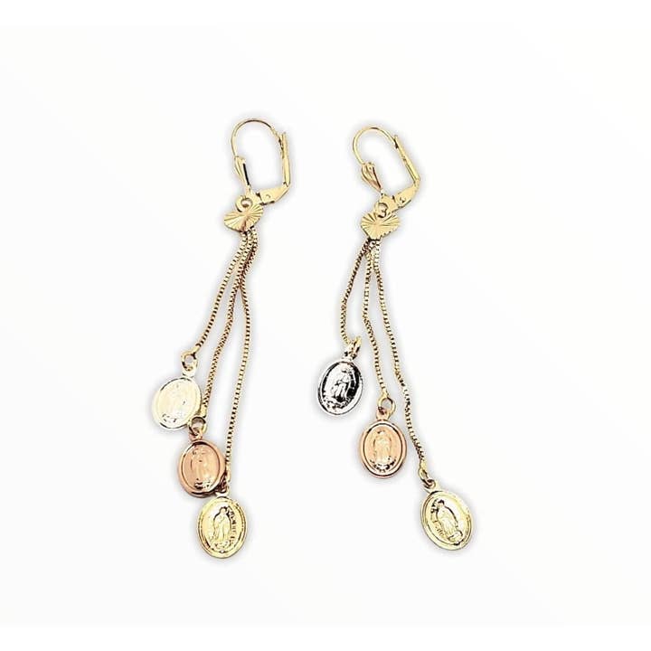 Virgin Three Tones Earrings in 14kts of Gold Plated for wholesale by Raf Rossi Gold Plated