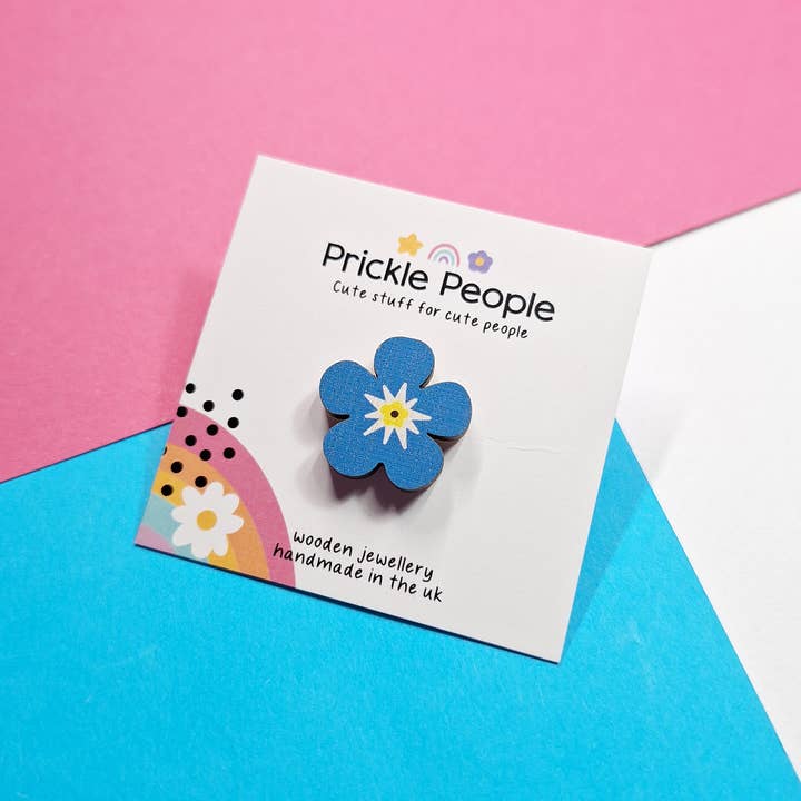 Forget-me-not Pin, Flower Brooch, British Wildlife for wholesale by Prickle People