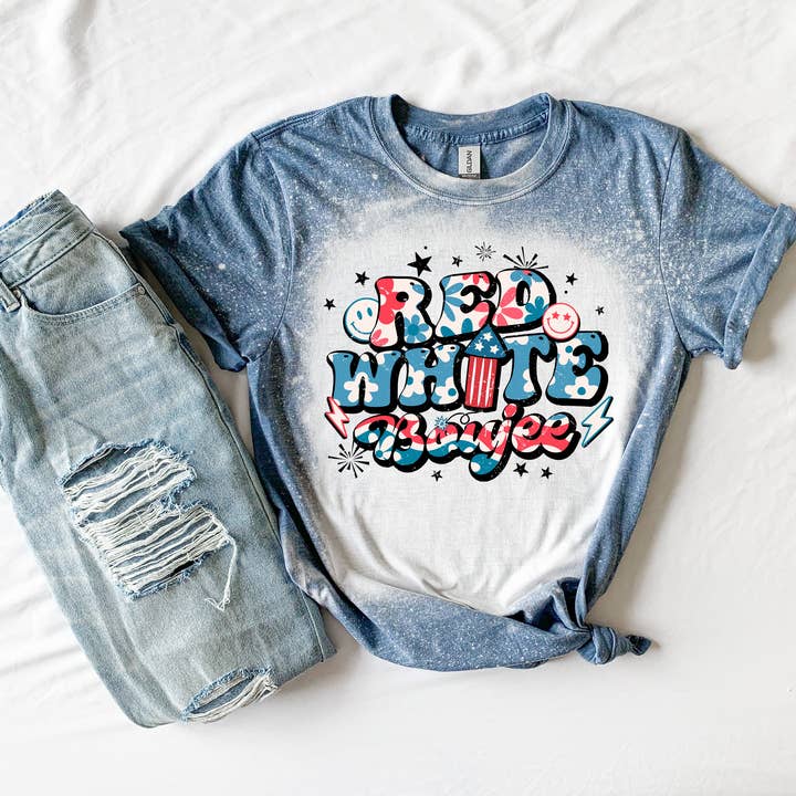 Red White And Boujee Bleached for wholesale by MidWest Tees