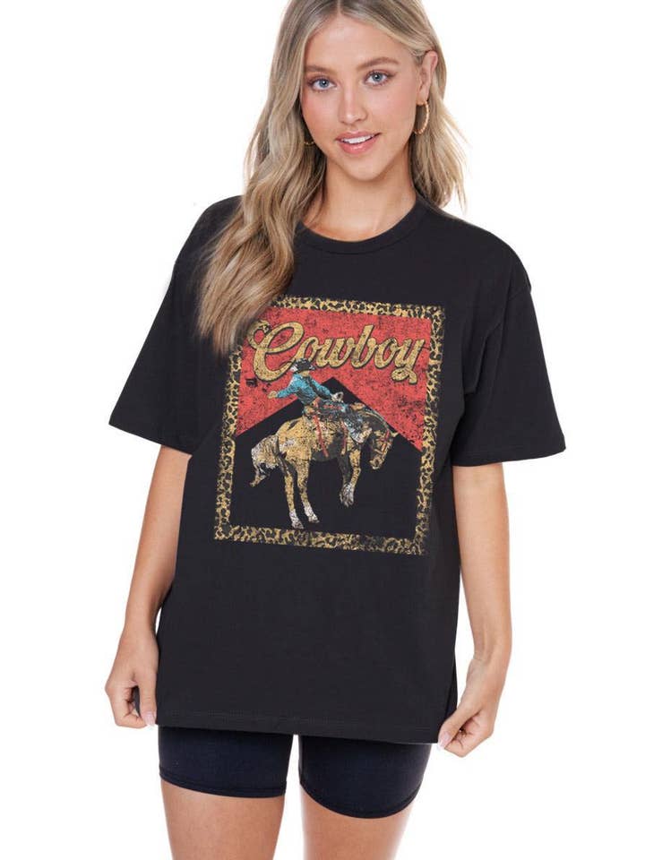 Zutter - Wholesale Screen Printed T-Shirt - Women's - Cowboy Western Vintage Graphic Top