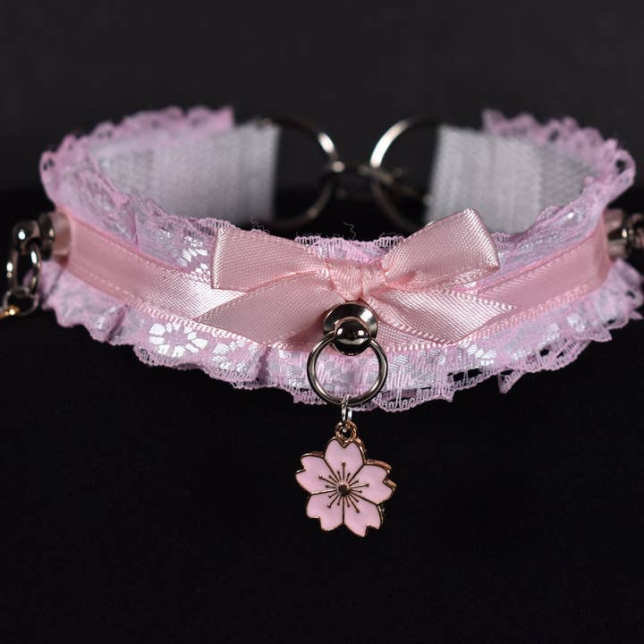 Gargantilha Flor Coelho Rosa por atacado de Naughty Pawsies