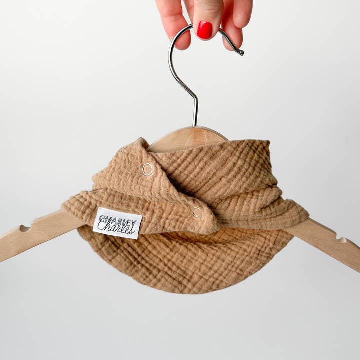 Charley Charles - Wholesale Bib - Baby - CAMEL Lightweight Cotton Gauze Baby Scarf Style Bib1