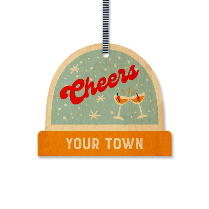 Palla di Neve Personalizzata in Legno, nome personalizzato per la vendita all'ingrosso da parte di Rock Scissor Paper