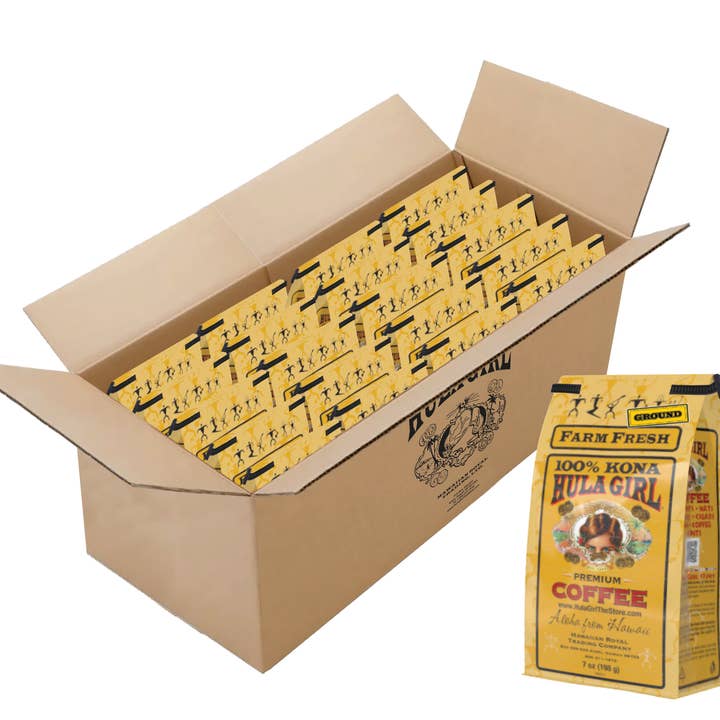 Hula Girl Products - Wholesale Coffee Beans - Hula Girl 100% Kona Coffee 7oz(198g) – Box of 6/10/20 Bags3