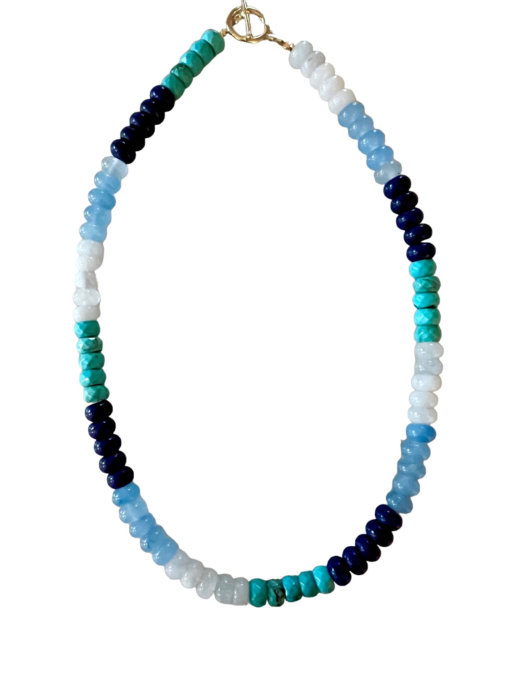 Sonya Renee Jewelry - Wholesale Beaded/Pearl Necklace - Lilly Gemstone Bead Necklace multi-color 8mm opals jade 54