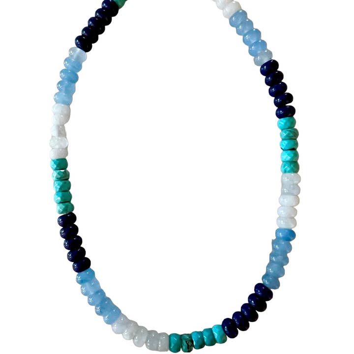 Sonya Renee Jewelry - Wholesale Beaded/Pearl Necklace - Lilly Gemstone Bead Necklace multi-color 8mm opals jade 54