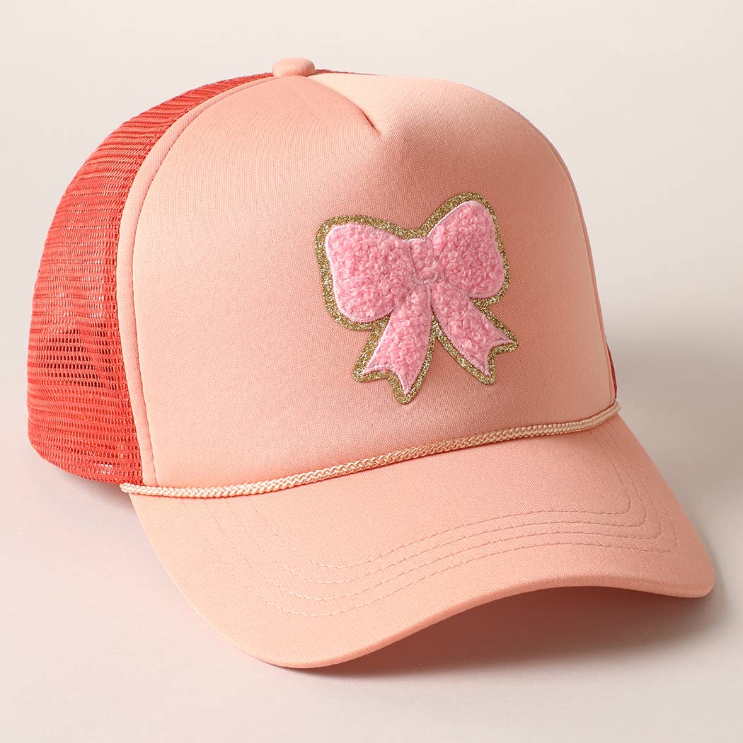 Fashion City - Wholesale Trucker Hat - Women's - Pink Bow Patch Foam Mesh Back Trucker Hat15