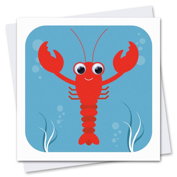 Carte d'anniversaire Homard | Cartes pour enfants | Cartes de créatures marines pour la vente par Stripey Cats Cards