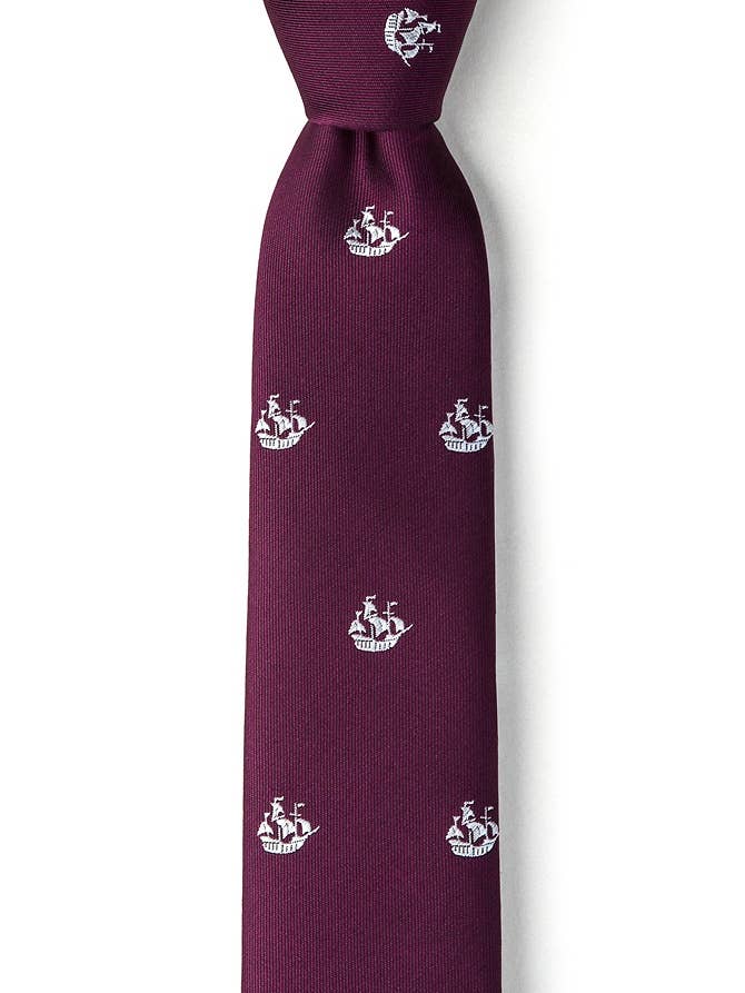 Skibe Ohøj Skinny slips af vilde bånd - Bourgogne Microfiber for engroshandel hos Wild Ties