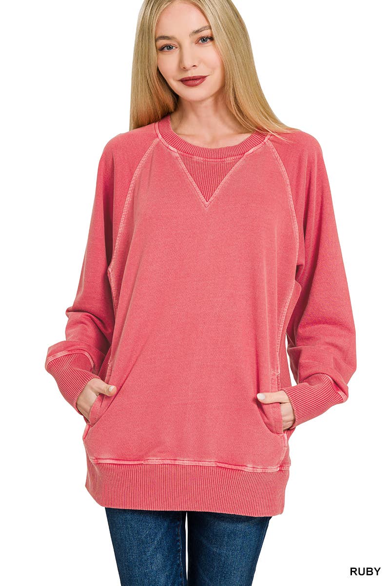 42POPS - Wholesale Sweatshirt - Women's - ',,,, Washed French Terry Pullover With Side Pockets10