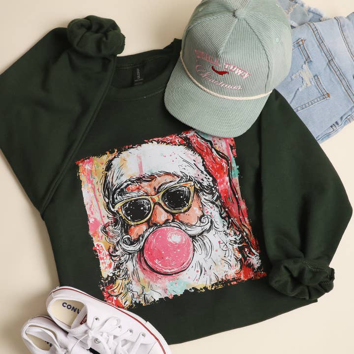 Santa Blowing Bubble Heavyweight Fleece Sweatshirt for wholesale by Fashion City
