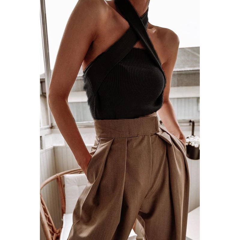 TREND SHOP - Vente Haut en maille – femme - HAUT SEXY À ÉPAULES DÉNUDÉES EN TRICOT POUR FEMME1