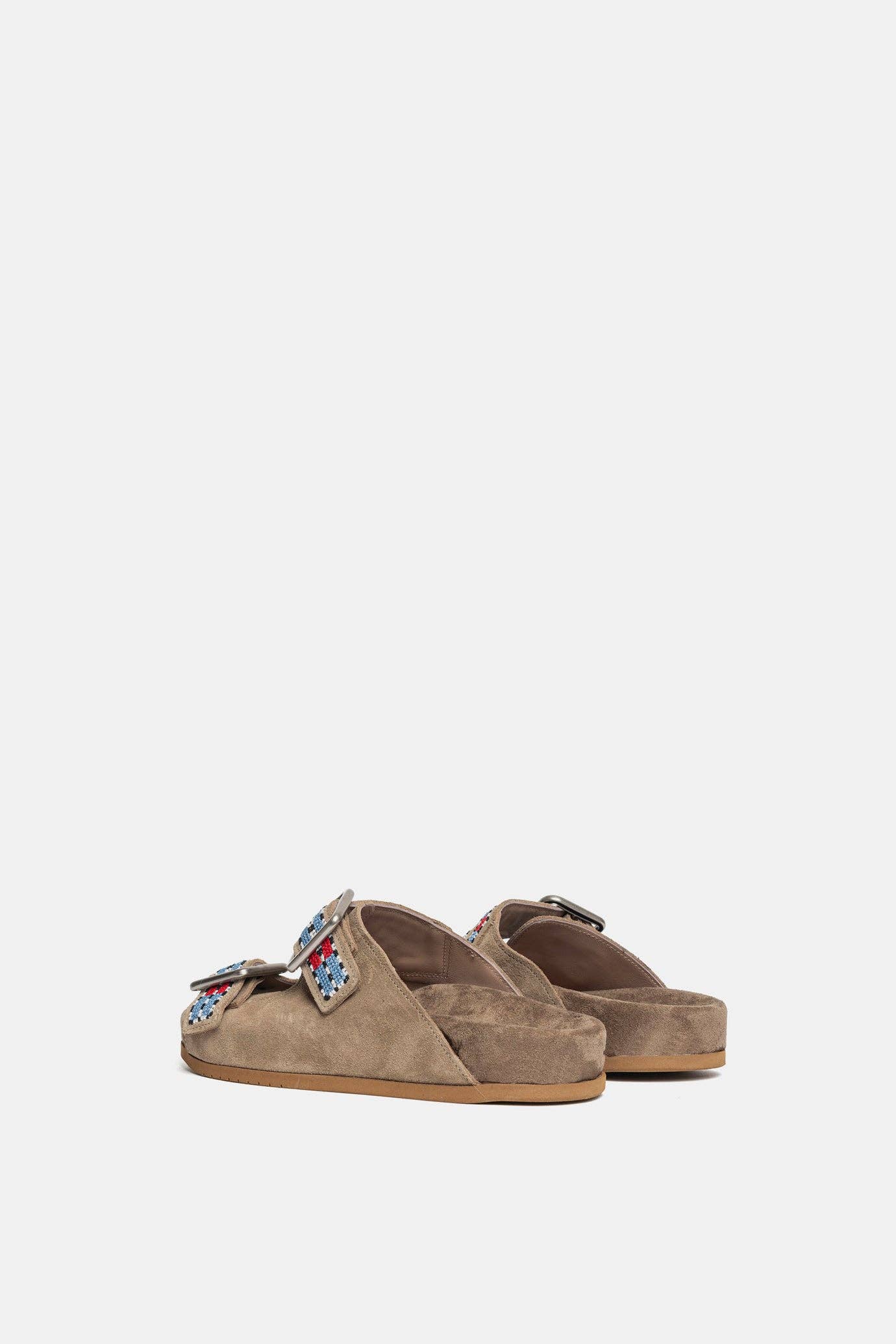 METISSE - Wholesale Sandals - Women's - Taupe suede sandal with FUS3 embroidery3