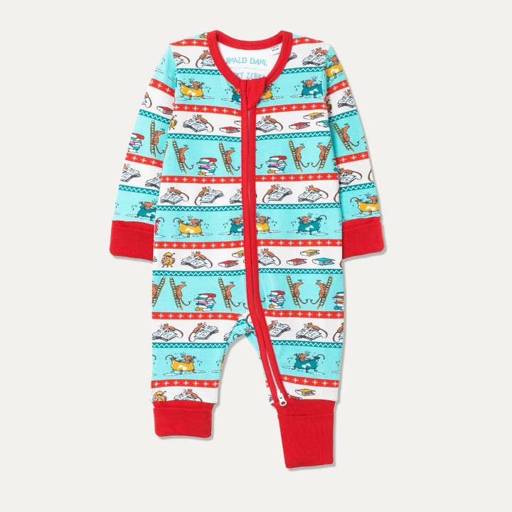 Ducky Zebra: Sustainable Kids' Clothes – wholesale Sleepsuit – Baby – Roald Dahl x Ducky Zebra ‘Bedtime Mice' Zip-up Sleepsuit3