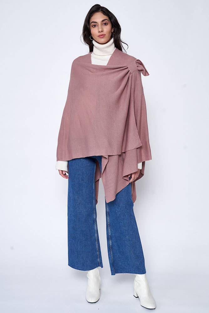 Hana - Venta al por mayor Poncho - Mujer - Ruana sólida con correa para el hombro14