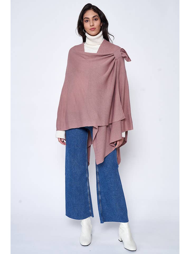 Hana - Wholesale Poncho - Women's - Solid Ruana with Shoulder Strap17
