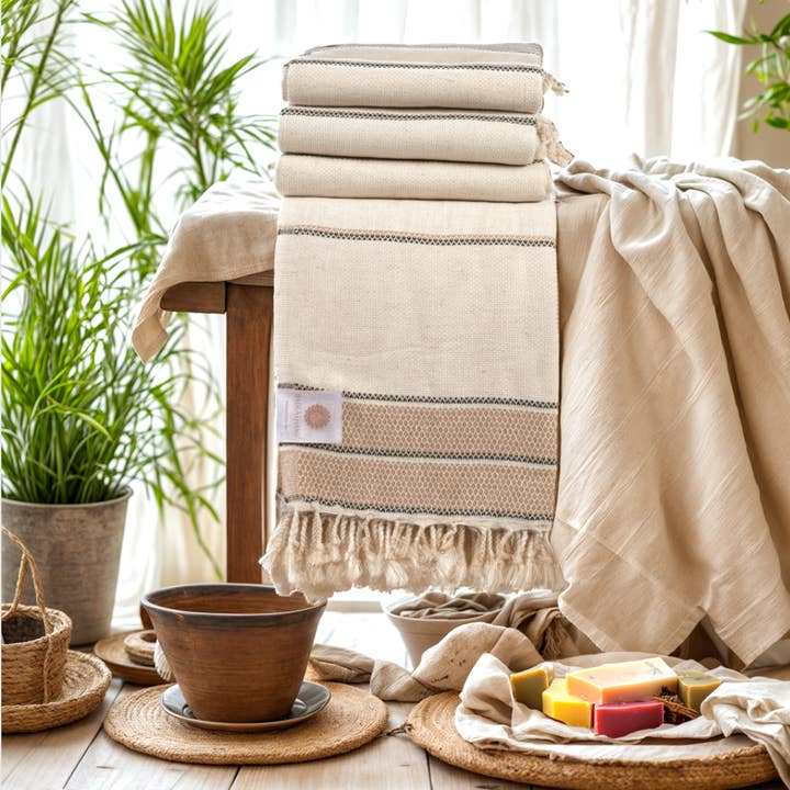 Diamant-Handtuch aus Leinen für den Großhandel von madeathand.nl