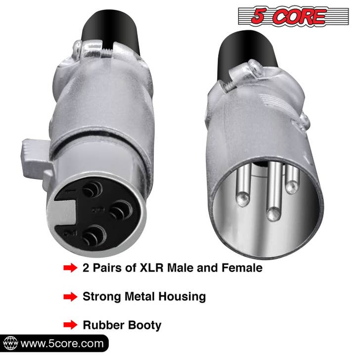 K Cube Inc - Wholesale Music Accessory - 5 Core XLR Connector Male Female 1/4" Jack 3Pin Mic Plug