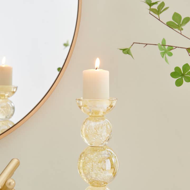 Danya B - Wholesale Candle Holder - Enya Champagne Gold Bubble Glass Orb Candle Holder Set of 22