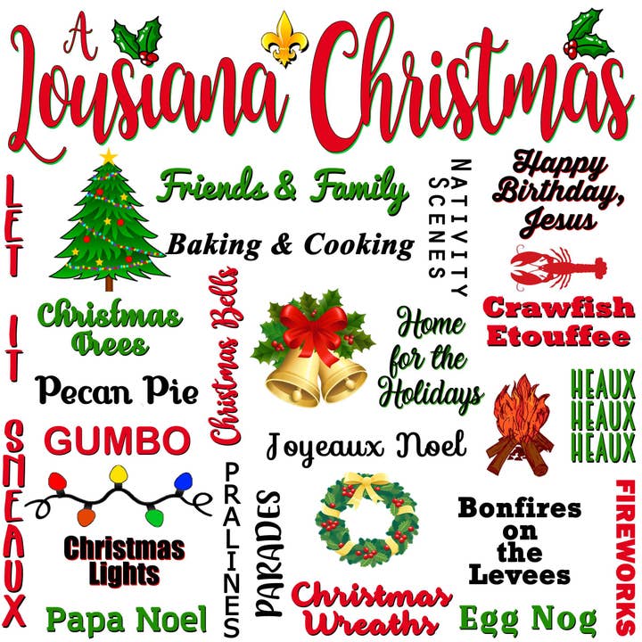 Asciugamano da cucina decorativo per la casa «A Louisiana Christmas» per la vendita all'ingrosso da parte di Distinctive Design Wholesale