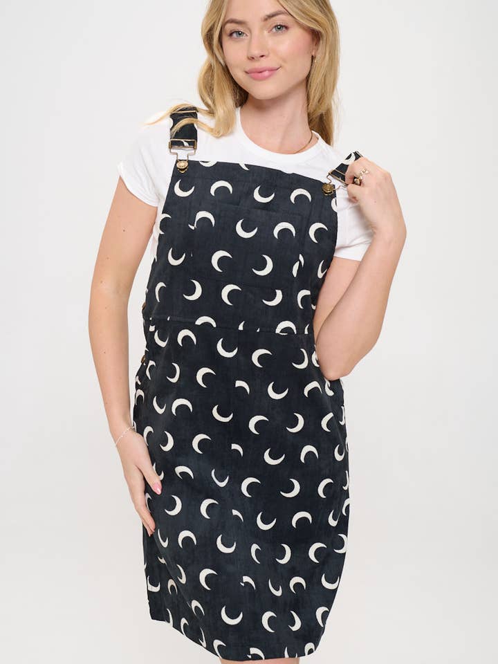 HALF MOON PRINT CORDUROY DRESS for wholesale by SM WARDROBE